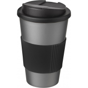 Kubek Americano® 350 ml z uchwytem i pokrywką chroniącą przed rozlaniem, szary, czarny
