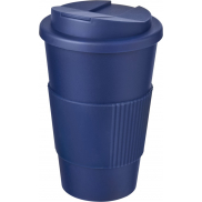 Kubek Americano® 350 ml z uchwytem i pokrywką chroniącą przed rozlaniem, niebieski