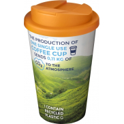 Kubek Brite-Americano® 350 ml z wieczkiem zapobiegającym rozchlapaniu, biały, pomarańczowy