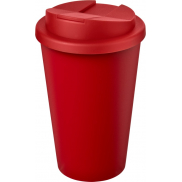 Kubek Americano® Eco z recyklingu o pojemności 350 ml z pokrywą odporną na zalanie, czerwony