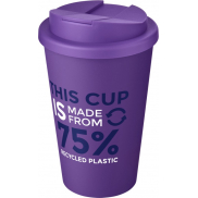 Kubek Americano® Eco z recyklingu o pojemności 350 ml z pokrywą odporną na zalanie, fioletowy