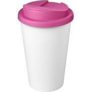 Kubek Americano® Eco z recyklingu o pojemności 350 ml z pokrywą odporną na zalanie, różowy, biały