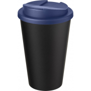 Kubek Americano® Eco z recyklingu o pojemności 350 ml z pokrywą odporną na zalanie, niebieski, czarny