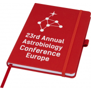 Notatnik w formacie A5 z papieru z recyklingu z okładką z plastiku z recyklingu Honua, czerwony