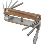 8-funkcyjne drewniane rowerowe narzędzie multi-tool Fixie, brazowy