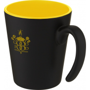 Kubek ceramiczny Oli o pojemności 360 ml z uchwytem, żółty, czarny