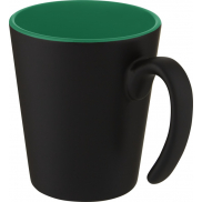 Kubek ceramiczny Oli o pojemności 360 ml z uchwytem, zielony, czarny