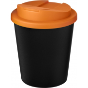 Kubek Americano® Espresso Eco z recyklingu o pojemności 250 ml z pokrywą odporną na zalanie , czarny, pomarańczowy
