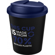 Kubek Americano® Espresso Eco z recyklingu o pojemności 250 ml z pokrywą odporną na zalanie , czarny, niebieski