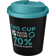 Kubek Americano® Espresso Eco z recyklingu o pojemności 250 ml z pokrywą odporną na zalanie , czarny, niebieski