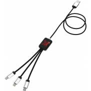 Kabel z podświetlonym logo 3w1 - SCX.design C17, czerwony, czarny