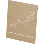 Reel chowany kabel do ładowania 6 w 1 w formie bambusowego breloka, piasek pustyni