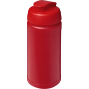 Baseline bidon o pojemności 500 ml z wieczkiem zaciskowym z materiałów z recyklingu, czerwony