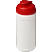 Baseline bidon o pojemności 500 ml z wieczkiem zaciskowym z materiałów z recyklingu, biały, czerwony