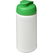 Baseline bidon o pojemności 500 ml z wieczkiem zaciskowym z materiałów z recyklingu, biały, zielony