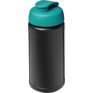 Baseline bidon o pojemności 500 ml z wieczkiem zaciskowym z materiałów z recyklingu, czarny, niebieski