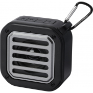 Solo plastikowy głośnik solarny Bluetooth® IPX5 o mocy 3 W z karabińczykiem wykonany z tworzywa pochodzącego z recyklingu z c, c