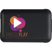 Savvy modułowy kabel do ładowania z tworzyw sztucznych pochodzących z recyklingu z uchwytem na telefon, czarny