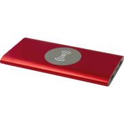 Juice bezprzewodowy powerbank o pojemności 8000 mAh Type-C z aluminium pochodzącego z recyklingu, czerwony
