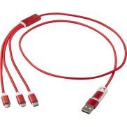 Versatile kabel do ładowania 5-1 z aluminium z recyklingu, czerwony