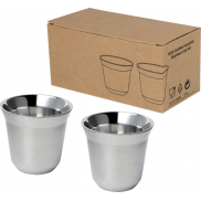 Duo zestaw filiżanek do espresso ze stali nierdzewnej z certyfikatem RCS 80 ml , szary