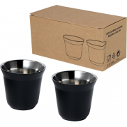 Duo zestaw filiżanek do espresso ze stali nierdzewnej z certyfikatem RCS 80 ml , czarny