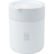 Java kubek ceramiczny z silikonową osłoną i plastikową pokrywką 330 ml, biały