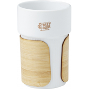Fika kubek 340 ml z bambusową osłoną, biały