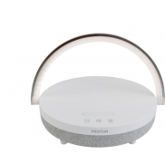 Prixton głośnik Bluetooth® 10 W 4 w 1 ze światłem LED i podstawą do ładowania bezprzewodowego, biały
