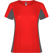 Shanghai sportowa koszulka damska z krótkim rękawem 140 g/m², 2xl, czerwony, szary