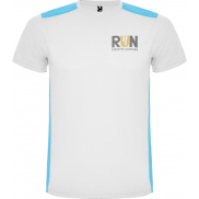 Detroit sportowa koszulka unisex z krótkim rękawem 130 g/m², l, biały, niebieski