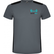 Detroit sportowa koszulka unisex z krótkim rękawem 130 g/m², 2xl, szary, czarny