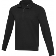 Tin sweter unisex Aware™ z materiałów z recyklingu z zamkiem błyskawicznym na 1/4 długości 280 g/m², s, czarny