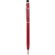 Ore aluminium ballpoint pen with stylus (blue ink), czerwony
