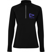 Estambul bluza damska z długim rękawem i zamkiem błyskawicznym na połowie długości 200 g/m², xl, czarny