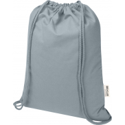 Oregon Blend torba ściągana sznurkiem z materiału materiału z recyklingu, 140 g/m², 5 l, posiadająca certyfikat GRS, szary