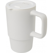 Carter kubek ceramiczny o pojemności 450 ml z plastikową pokrywką, biały