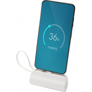 Alnair powerbank o pojemności 5000 mAh i mocy 10 W, wykonany z tworzyw sztucznych pochodzących z recyklingu, z wbudowaną pods, b