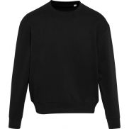 Boris 280 g/m2 sweter unisex z organicznego materiału z certyfikatem OCS o luźnym kroju i z okrągłym dekoltem, 3xs, czarny