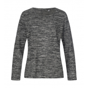 Damski dzianinowy sweter z długim rękawem - dark grey melange