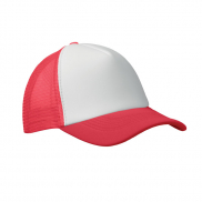 Czapka trucker z 5 panelami - biały/czerwony