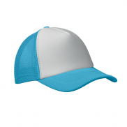 Czapka trucker z 5 panelami - biały/turkusowy