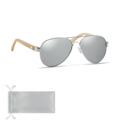 Bambusowe okulary przeciwsłon. - srebrny błyszczący