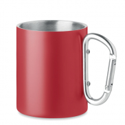 Metalowy dwuścienny kubek300ml - czerwony