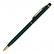 Długopis aluminiowy Touch Tip Gold, ciemny zielony