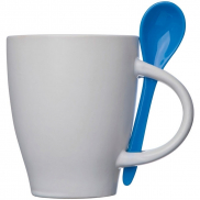 Kubek ceramiczny z łyżeczką PALERMO 250 ml - niebieski