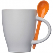 Kubek ceramiczny z łyżeczką PALERMO 250 ml - pomarańczowy