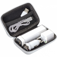 Zestaw podróżny power bank 2200 mAh i wtyczki EXETER - biały