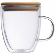 Kubek szklany z pokrywką GERTHE 350 ml - przeźroczysty