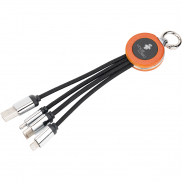 Kabel 4 w 1 z podświetlanym logo w drewnianej obudowie - beżowy